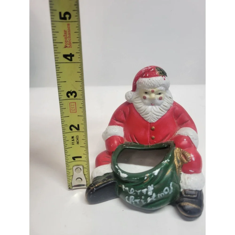 Vintage Ceramic Santa Claus‎ Merry Christmas Figurine Holder Decoration